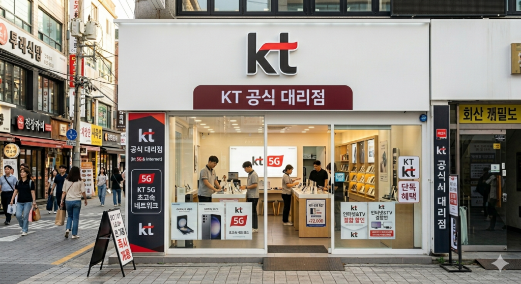 KT 통신사 대리점 매장의 일반적인 모습